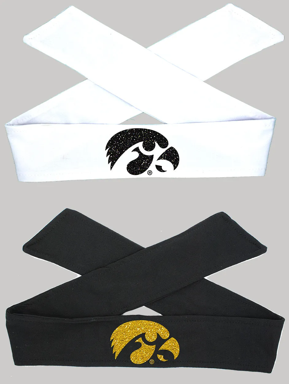 Iowa Tie Headband Hawkeye - Black or White