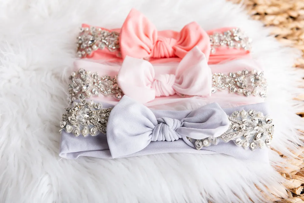 Jeweled In Peach 1 Year Old Headband