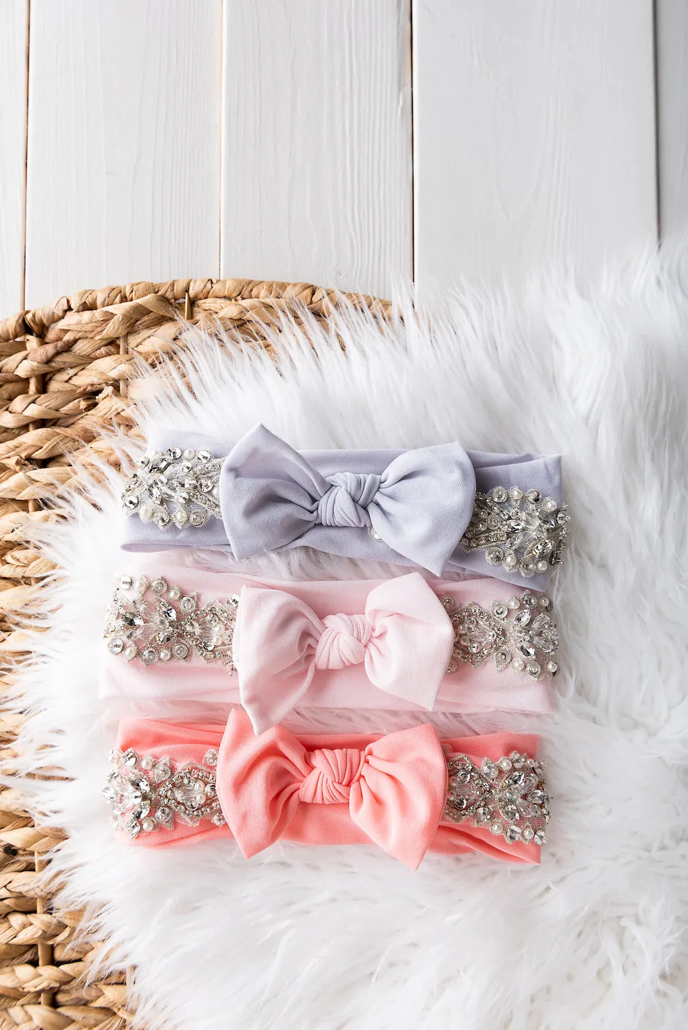 Jeweled In Peach 1 Year Old Headband