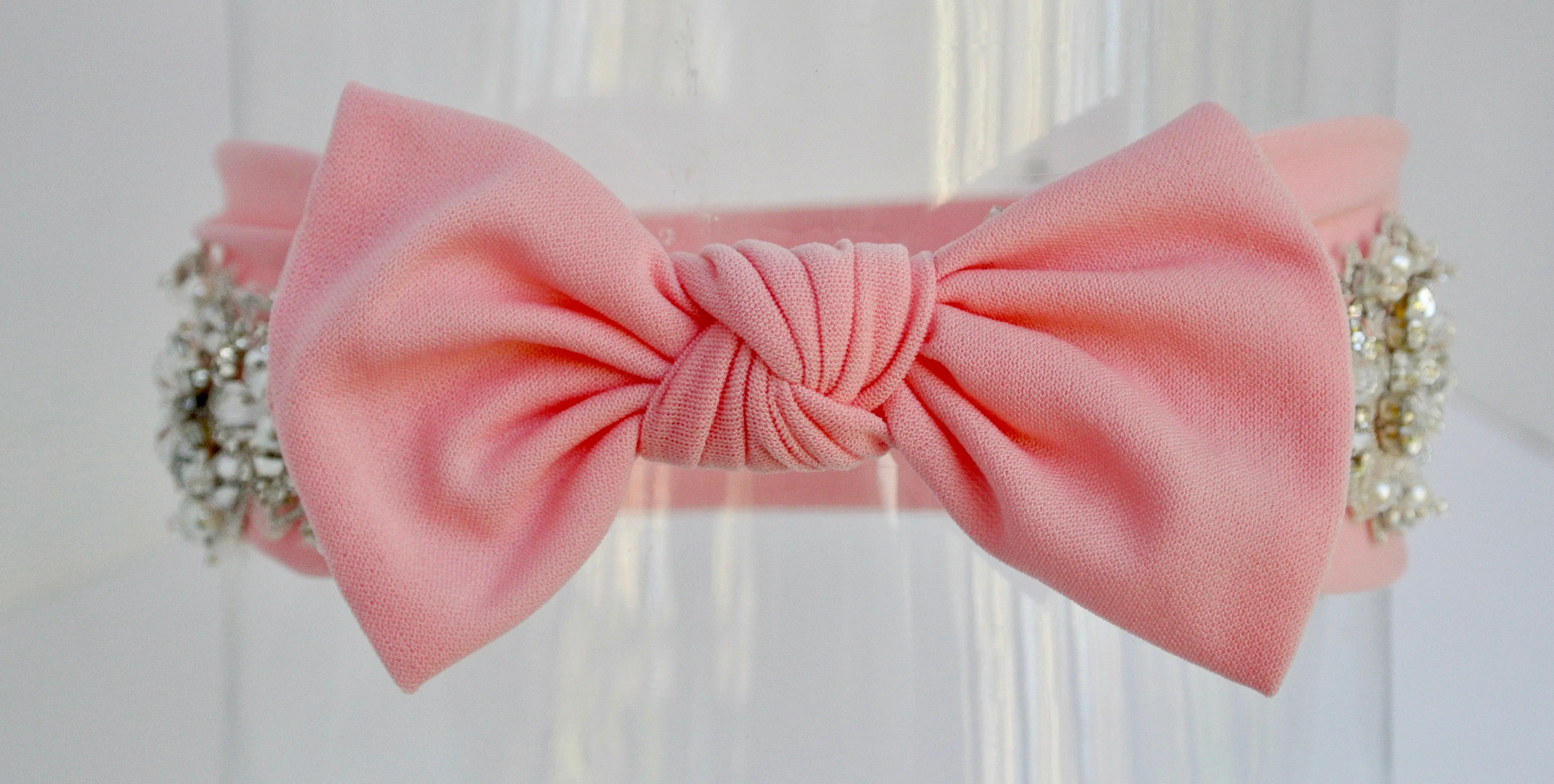 Jeweled In Peach 1 Year Old Headband