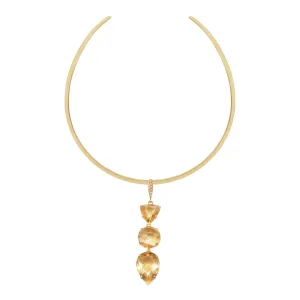 Lachesis Citrine Triad Gold Torque Necklace - Cinque