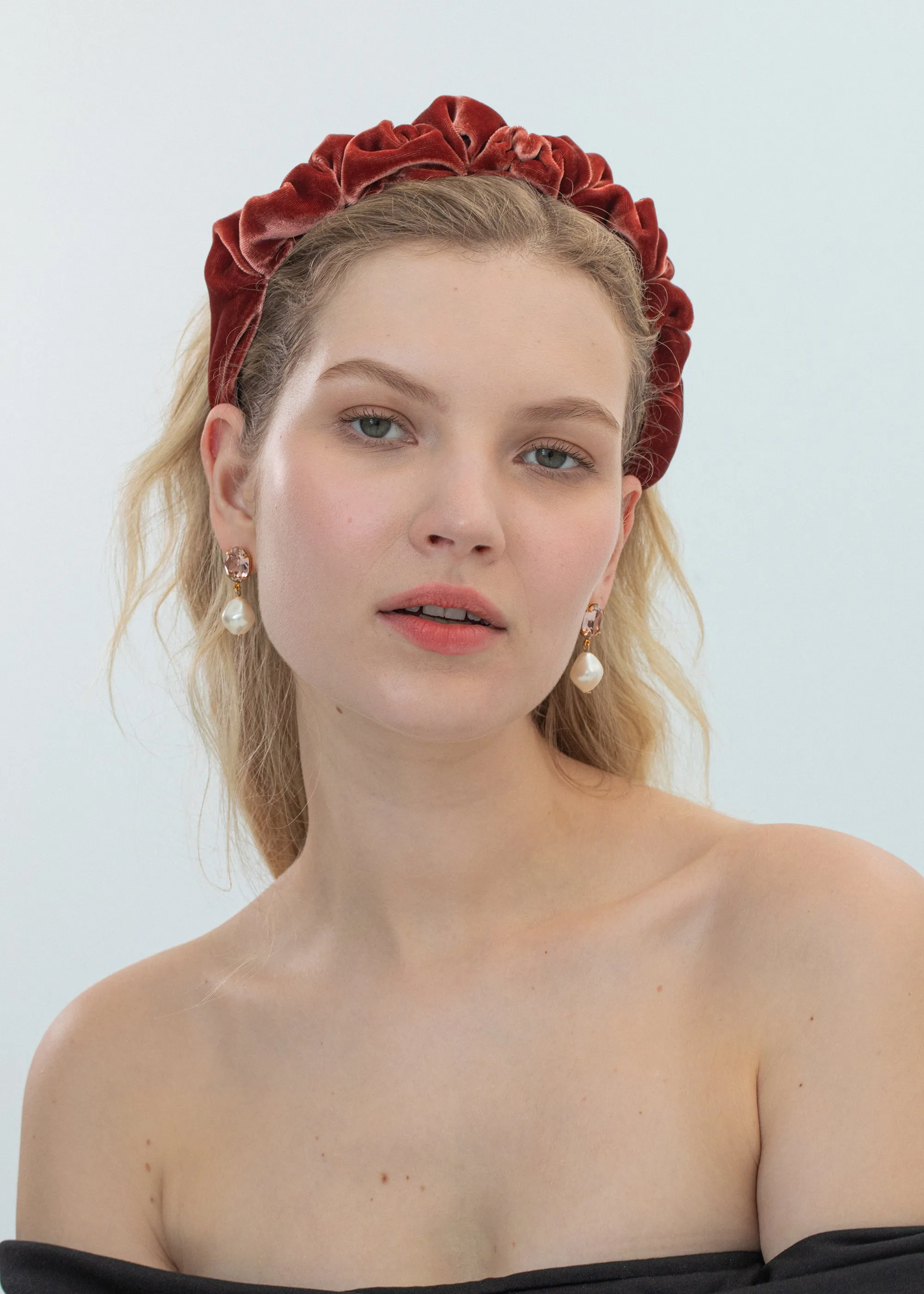 Lia Headband in Velvet -- Antique Rose
