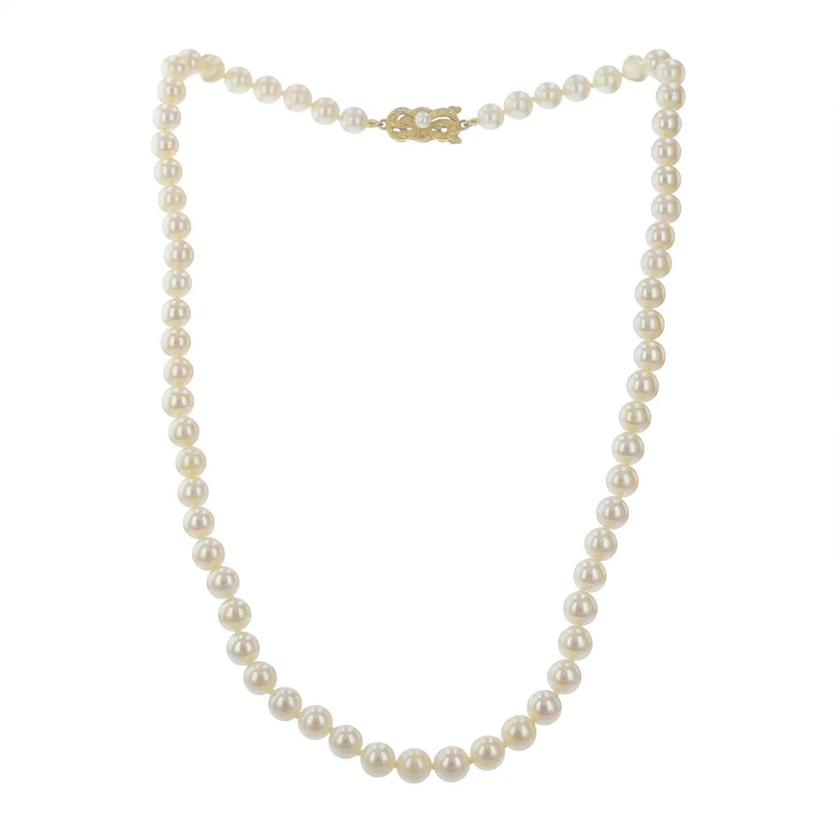 Mikimoto 18-Inch Akoya Pearl Necklace with 18K Gold