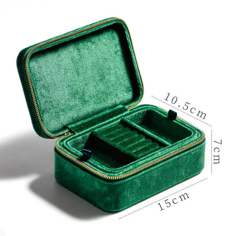 New Double-layer Jewelry Box Women's Travel Portable Ring Necklace Earrings Organizer Flannelette Large-capacity Storage Box