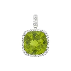 Peridot 14kt White Gold Pendant with Diamonds