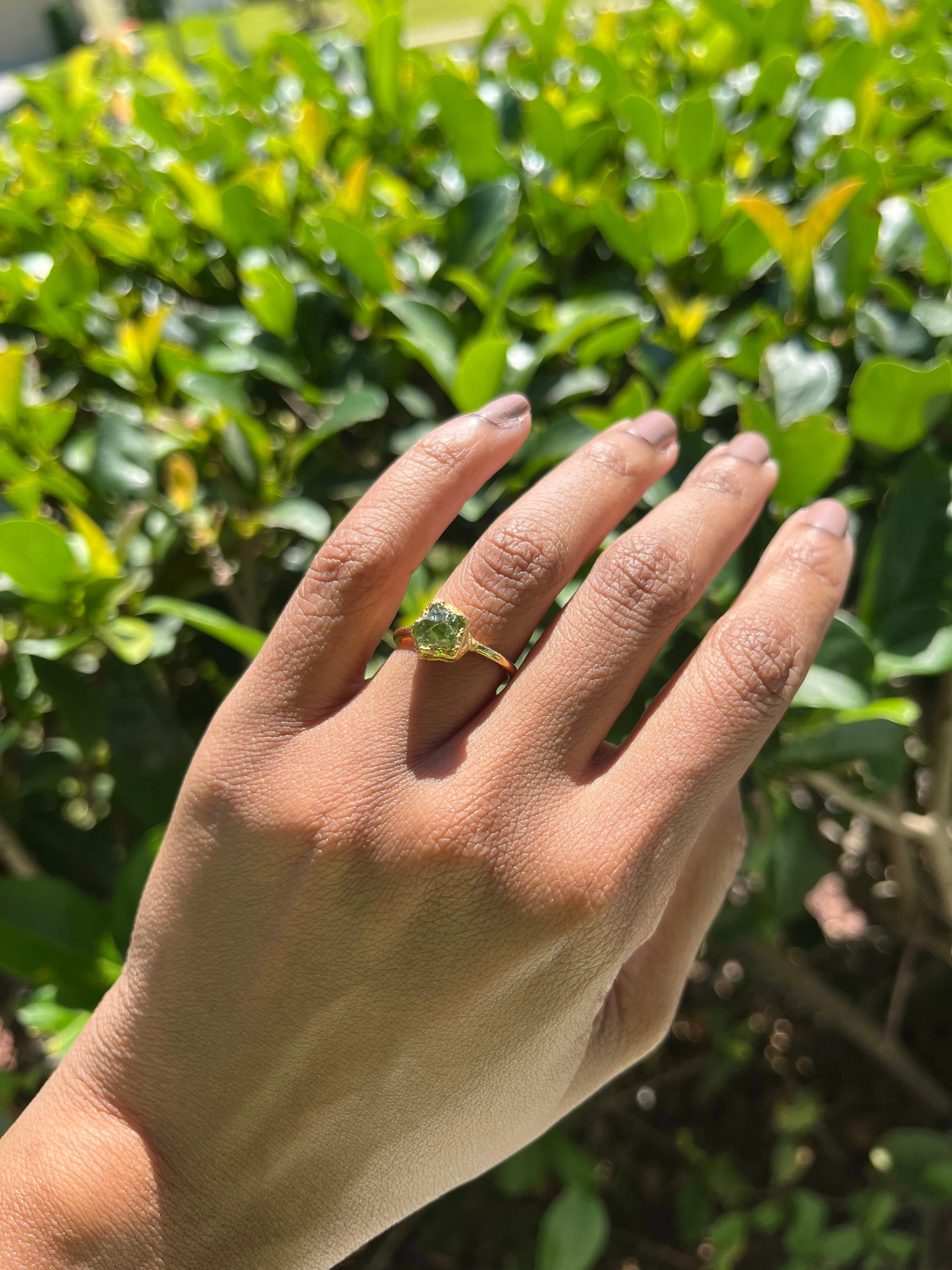Peridot Raw Stone Ring (Size 5.5)