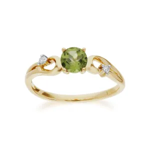 Peridot-Ring, 9 Karat Gelbgold Peridot & Brillant Klassisch Kleid Solitaire Ring - Peridot