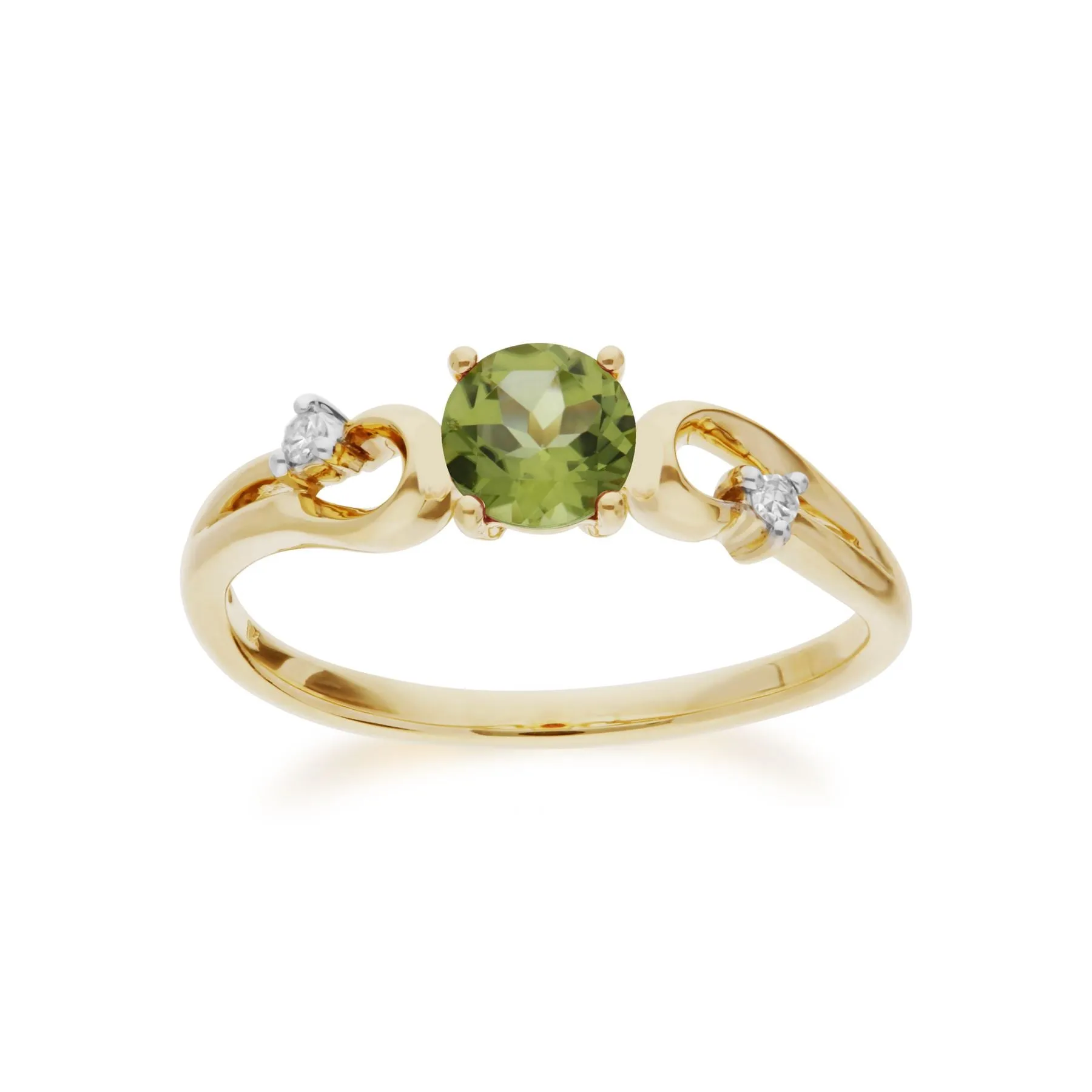 Peridot-Ring, 9 Karat Gelbgold Peridot & Brillant Klassisch Kleid Solitaire Ring - Peridot