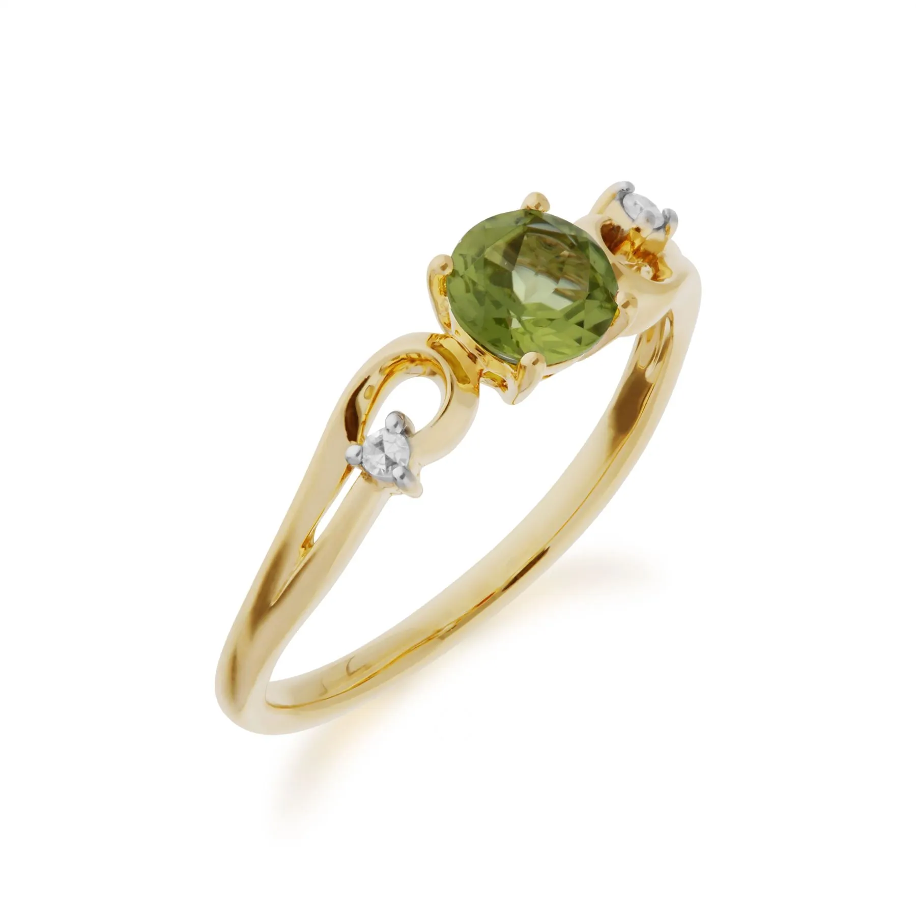 Peridot-Ring, 9 Karat Gelbgold Peridot & Brillant Klassisch Kleid Solitaire Ring - Peridot