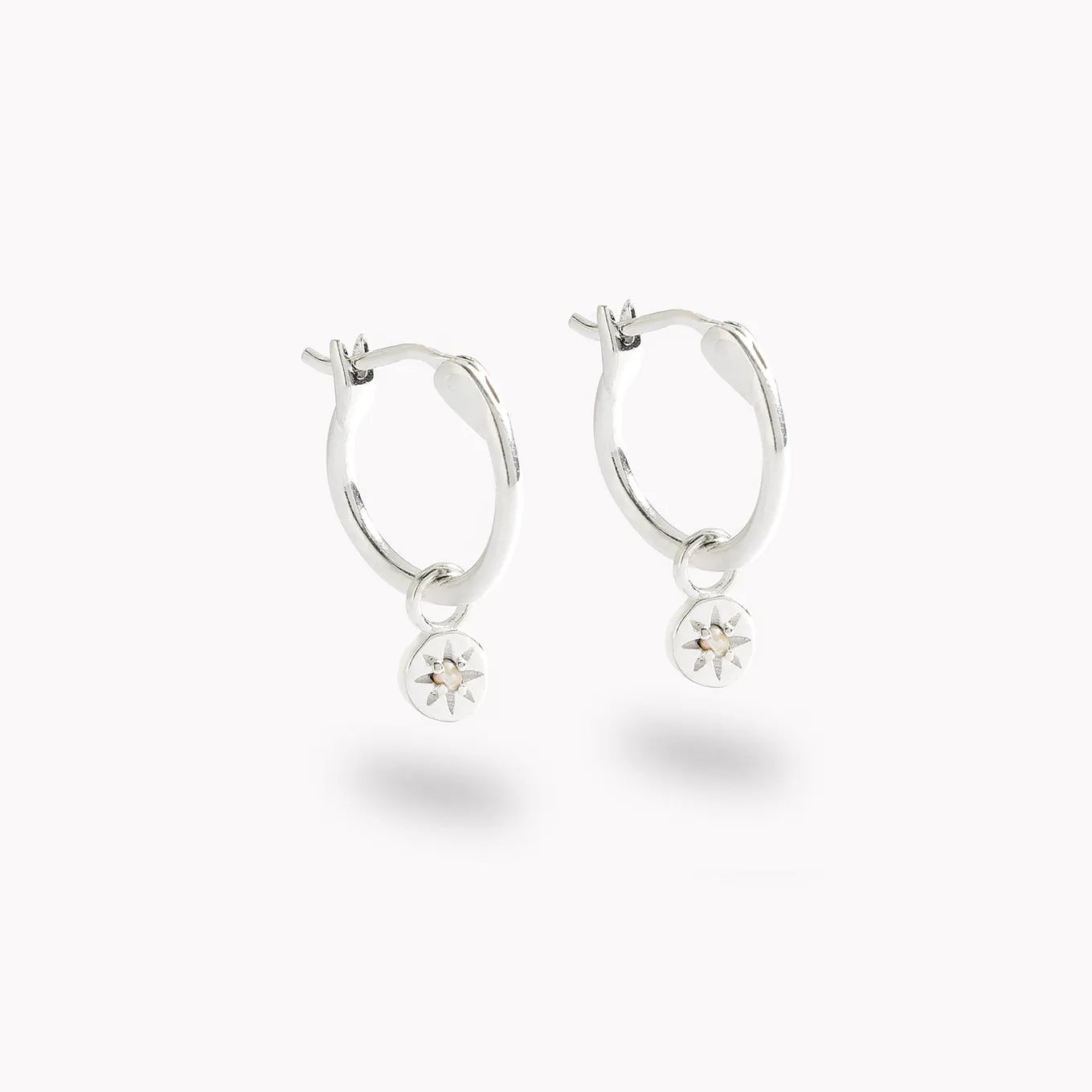 Petite Vintage Pearl Hoops - Silver