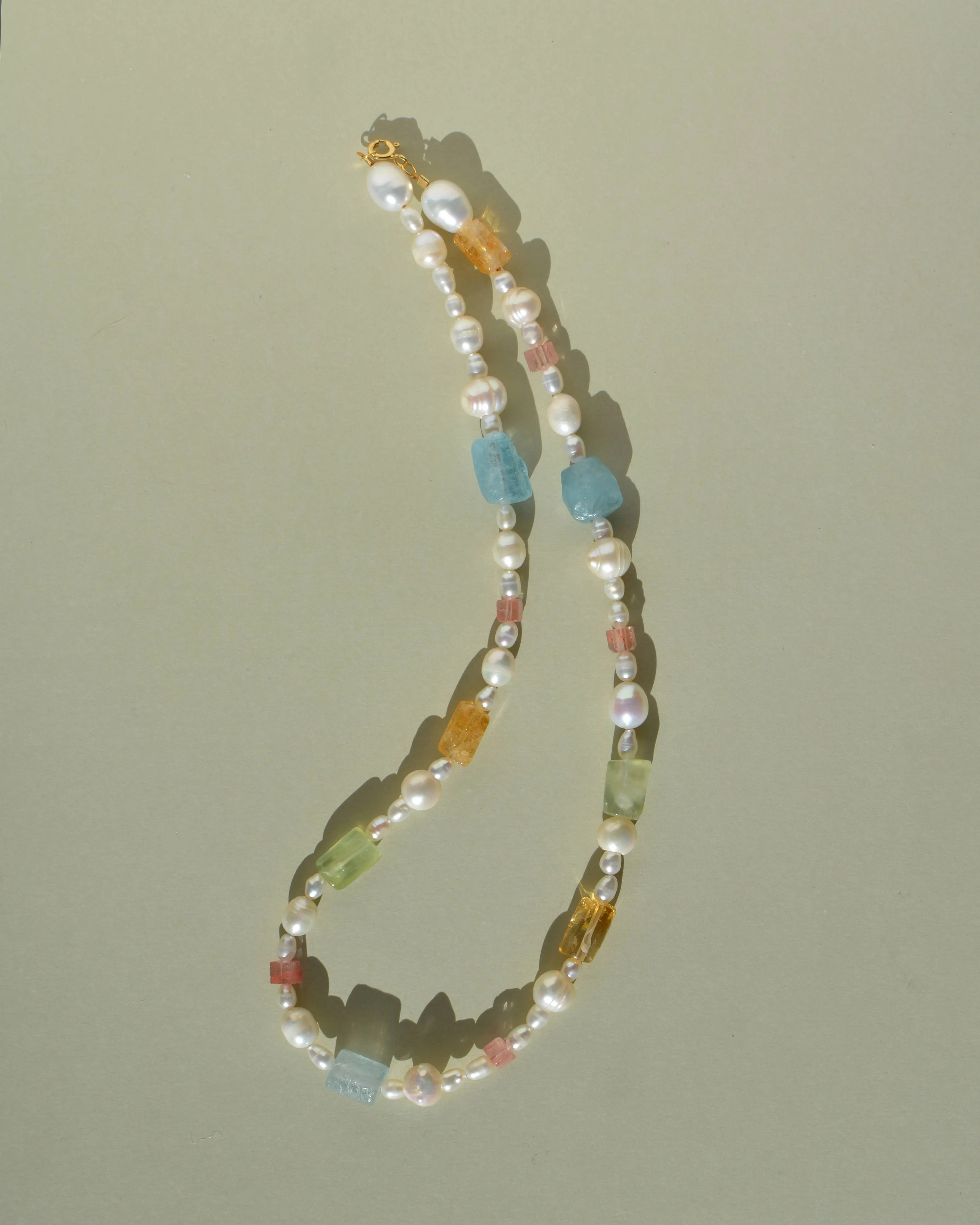 Raw Stone Pearl Necklace