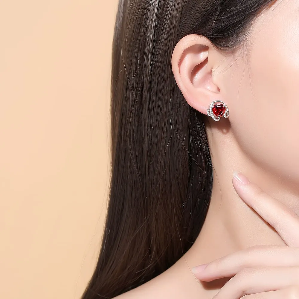 Ribbon Birthstone Heart Zircon Earrings Jewelry