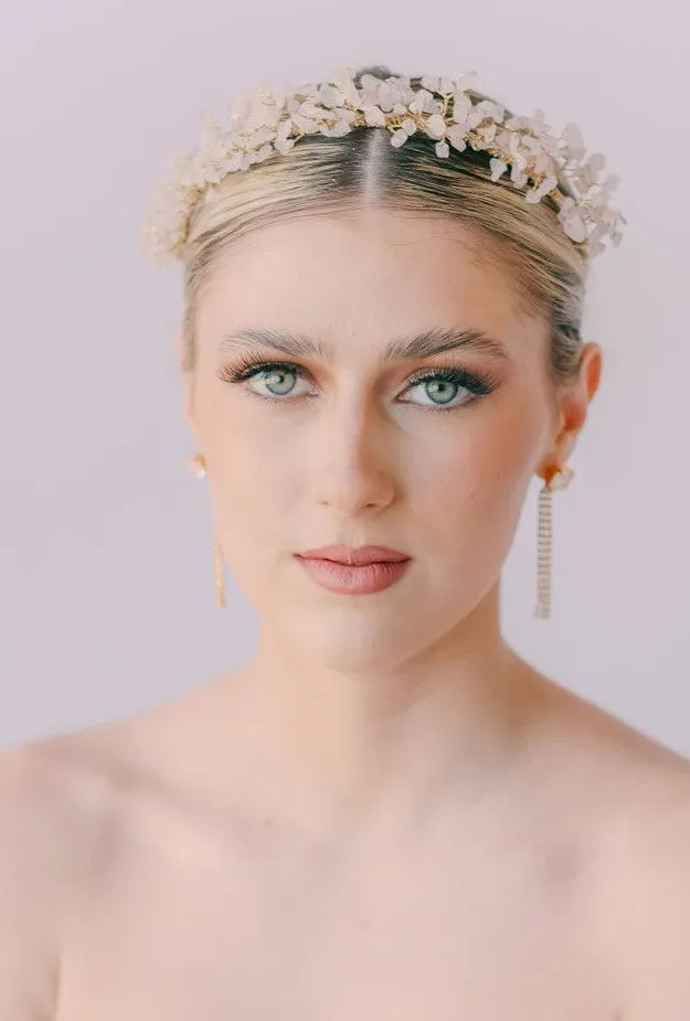 rose quartz chips headband - style 23819