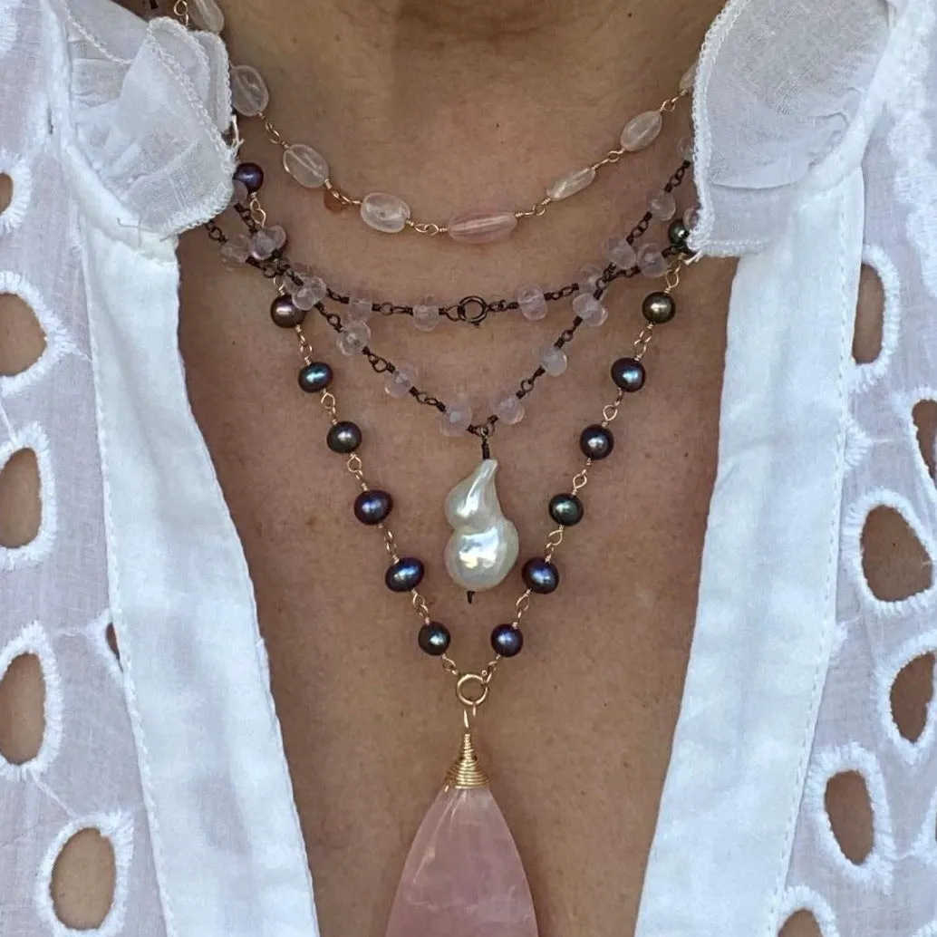 Rose Quartz Necklace - Dora