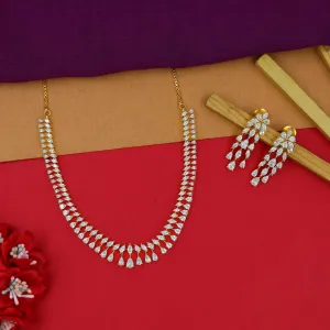 Round Neck Zircon/AD Necklace Set 15847-28