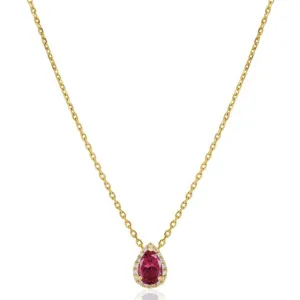 Ruby Diamond Halo Necklace