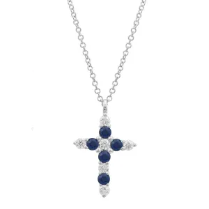 Sapphire and Diamond Cross Necklace