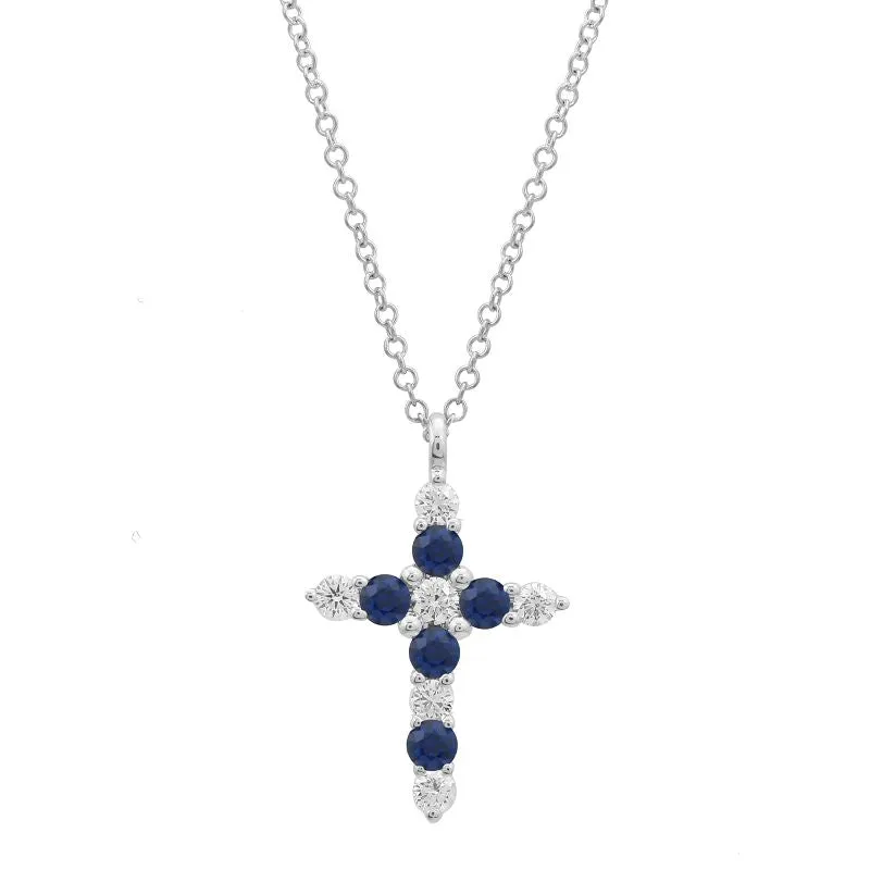 Sapphire and Diamond Cross Necklace