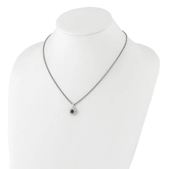 Shey Couture Sterling Silver with 14k Accent Onyx and Swiss Blue Topaz 18 inch Necklace