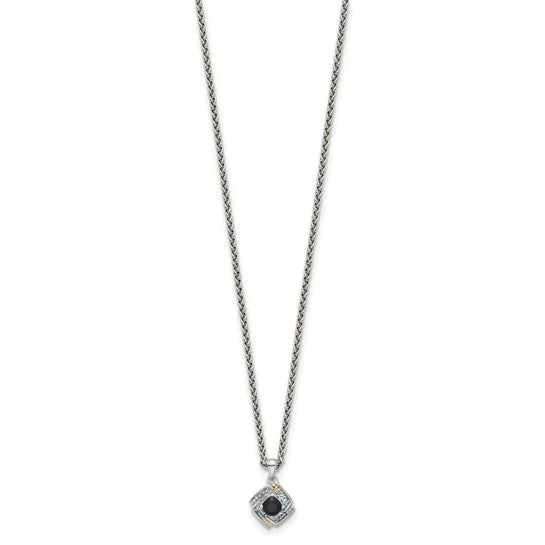 Shey Couture Sterling Silver with 14k Accent Onyx and Swiss Blue Topaz 18 inch Necklace