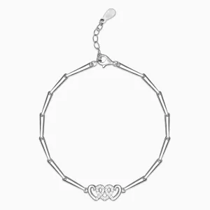 Silver Zircon Triple Heart Bracelet