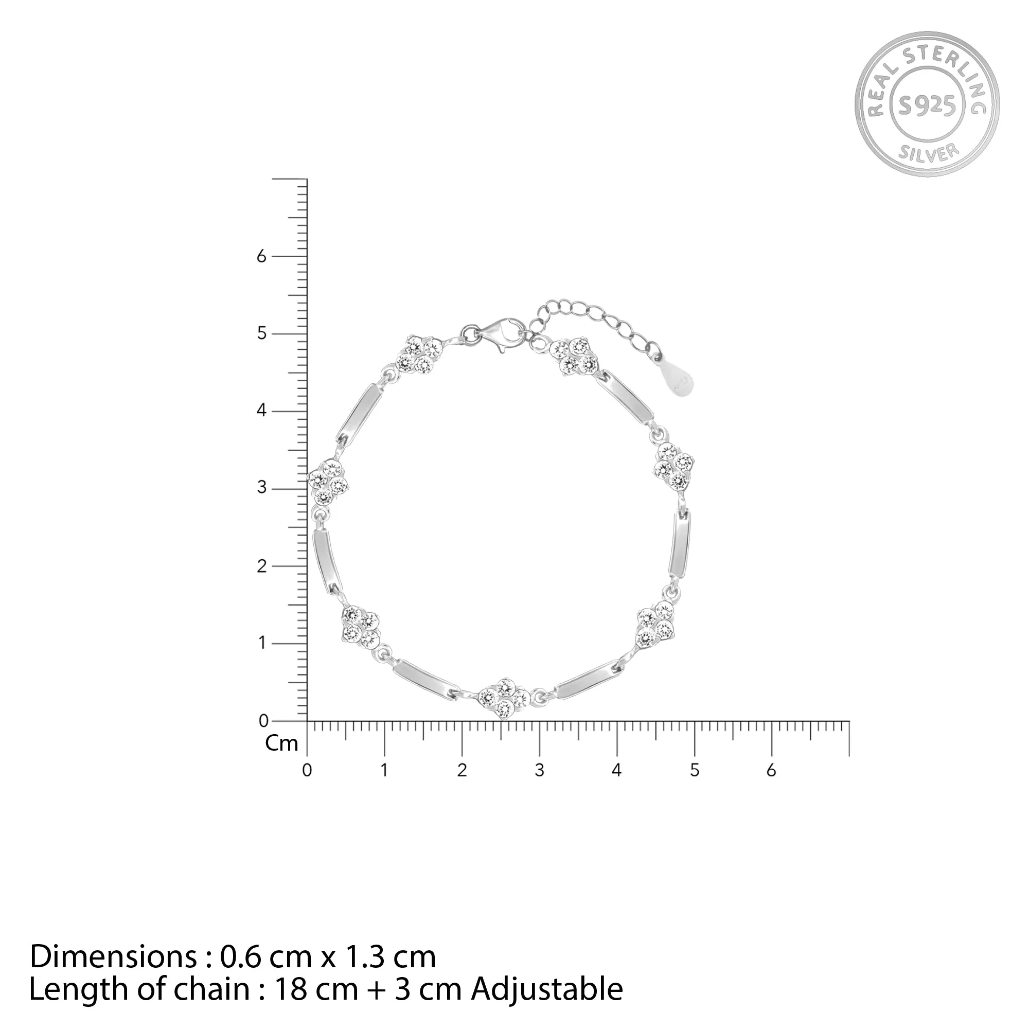 Silver Zircons Rhombus Bracelet