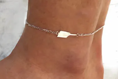 Small Hatchet Blade on Figaro Chain Rowing Anklet