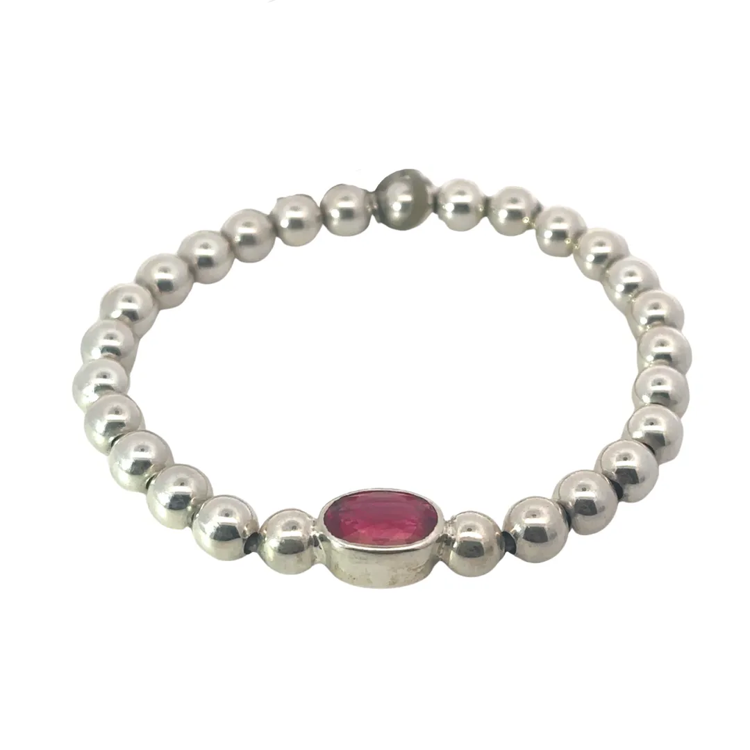 Stirata Sterling Silver & Rubellite Stretch Bracelet