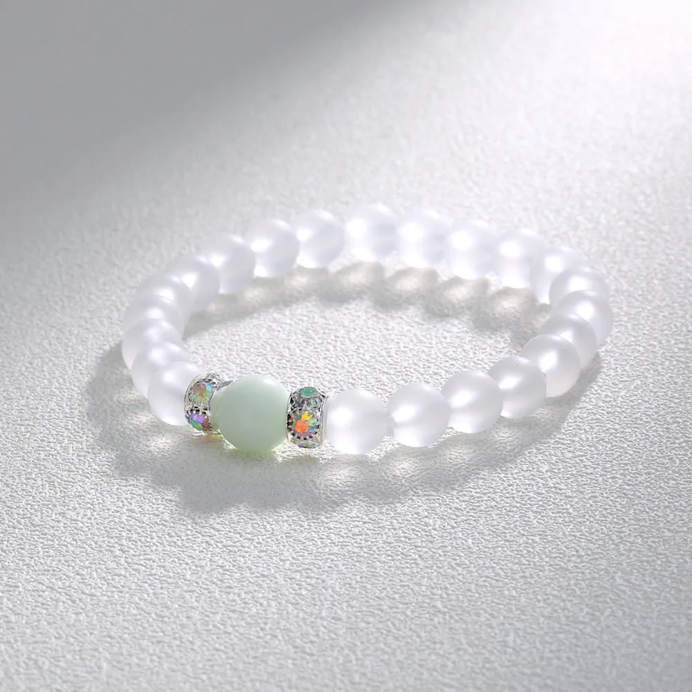 Transparent Glass Beads Blue Luminous Bracelet.Free Shipping.Delivery Time:2Weeks