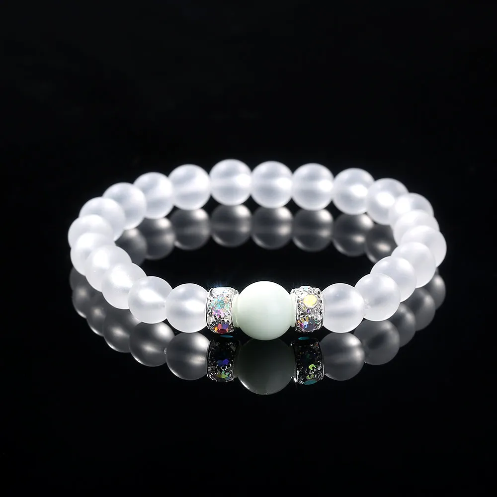 Transparent Glass Beads Blue Luminous Bracelet.Free Shipping.Delivery Time:2Weeks