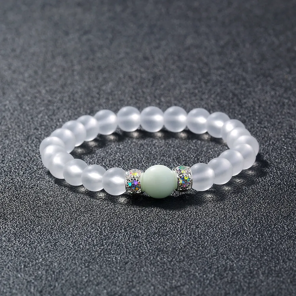 Transparent Glass Beads Blue Luminous Bracelet.Free Shipping.Delivery Time:2Weeks