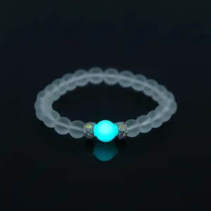 Transparent Glass Beads Blue Luminous Bracelet.Free Shipping.Delivery Time:2Weeks