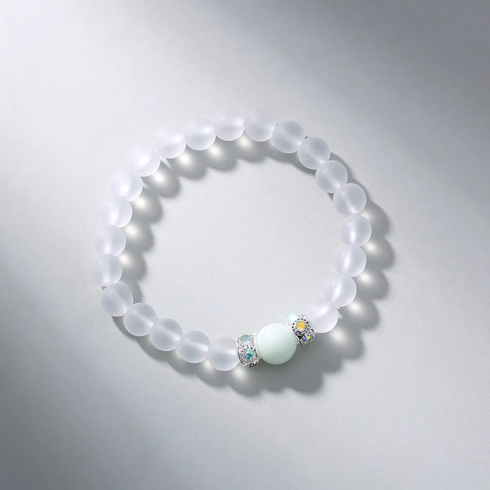 Transparent Glass Beads Blue Luminous Bracelet.Free Shipping.Delivery Time:2Weeks